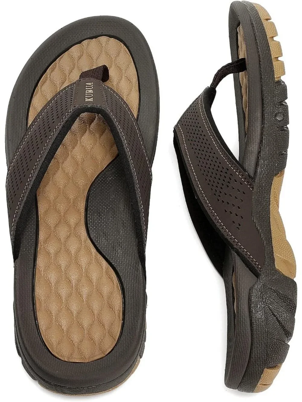 Men's Dark Brown Beach Flip-Flops Water Outdoor Athletic Thong Sandal Slipper